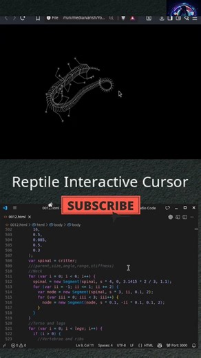 Reptile Interactive cursor #coding #webdesign #frontendcourse #webdevelopment