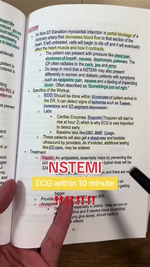 NSTEMI: ECG within 10 minutes #emergencycondition #newgradernurse #emergencynurses #ernursing #emergencydepartment #ernursingtip #emergencynurse #ernurses