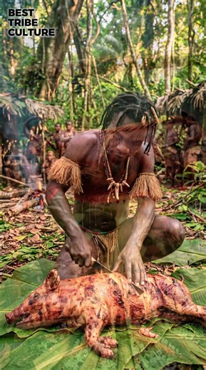 Jungle Beast Mukbang! Aka Tribe River Hog Roast 🇨🇬🔥 #shorts #mukbang