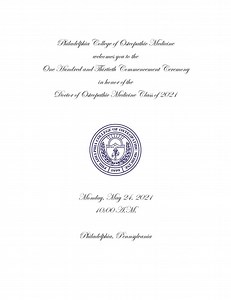 PCOM DO Commencement Program 2021