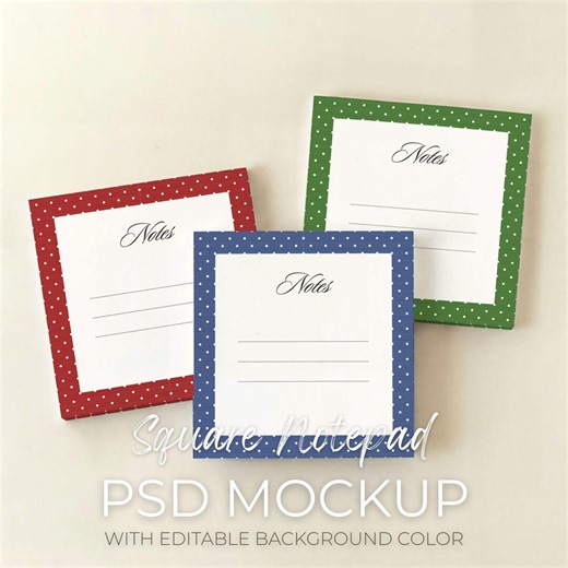 Square Notepad Set Mockup, 3 Paper Pad Mock Up, Stationary Collection Mock-up Template, Sticky Note Flat Lay Showcase (PSD Smart Object) - Etsy
