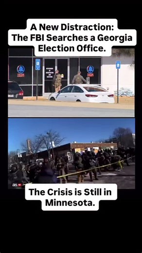 The FBI raided a Fulton County election office in Georgia for possible interference in the 2020 election. Remember Fani Willis? The Fulton County DA brought a RICO case in 2023 alleging Trump and others conspired to overturn Georgia’s election results. That case has since collapsed. This is also the Fulton County Trump is now targeting. TLDR: This is a distraction. The White House is looking for ways to take eyes off the crisis in Minnesota. Federal angents continue their lawless operation in Mi