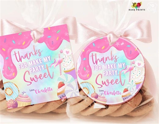 Sweet Donut Ice Cream Party Favor Stickers, Pastel Candy Birthday Labels (digital Download) - Etsy