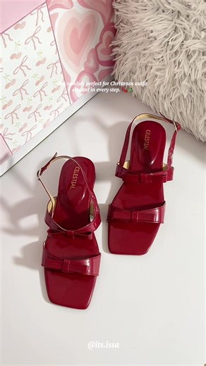 Stylish Women's Red Sandals with Elegant Bow Design