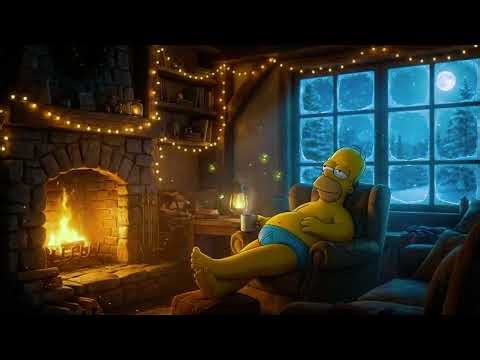 Sleepy Cozy Cabin Ambience With Homer 🌙 | Simpsons Sleep Mix