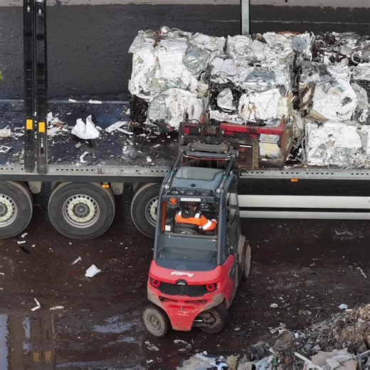 White Scrap Metal Unloading Process at Scrapyard