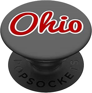 State of Ohio Script Logo Red White Grey PopSockets Adhesive PopGrip