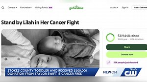Two-year-old cancer patient in Stokes County who got a donation from Taylor Swift is cancer-free, family says
