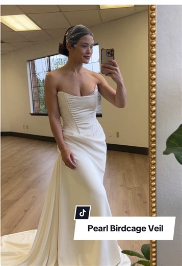 Chic Birdcage Veil with Pearls and 3D Flowers