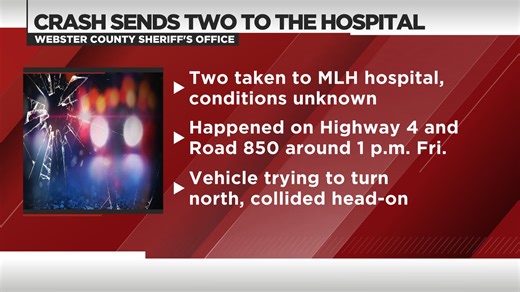 Two transported to hospital after head-on crash in Webster County