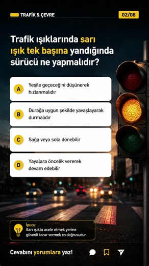 Ehliyet Sınav Soruları | EhliyetimOlsun | Trafik ve Çevre Soruları
