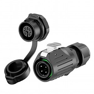 EW-LP16 Industrial Waterproof Connector IP68 Quick Plugging Circular Connector PBT Plastic Shell Aviation Connector Fast Release Electrical Connector M16 2-9 Pin Thread Socket (4 Pin)