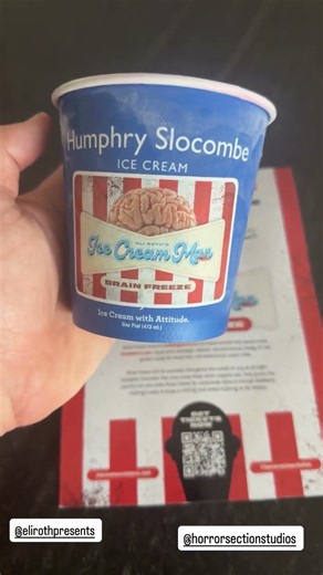 Josh Peck eating brain ice cream from Eli Roth