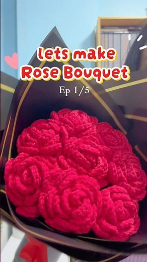 Making a Valentine's crochet rose from scratch 🌹❤️ #crochetflower #howtomake #diy