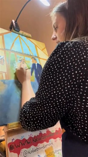 Julia & Chris ❤️ Live wedding painting at the stunning Mythe Barns — capturing a moment they’ll cherish forever. Thank you for letting me be part of your beautiful day! 🎨✨ . . #wedding #weddingart #weddingartist #weddingartistry #couplepainting #watercolours #livepainting #livepainter #weddingpainting #weddingpainter #artist #painter #brideandgroom #weddingguest | Katie Bowden art
