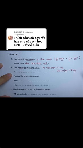 dạng bài viết lại câu trong đề thi môn tiếng Anh lớp 7 #laygoctienganhmshanh #tienganhmshanh #tienganhcoban #nguphaptienganh #tienganhmatgoc | Lấy Gốc Tiếng Anh Ms Hạnh