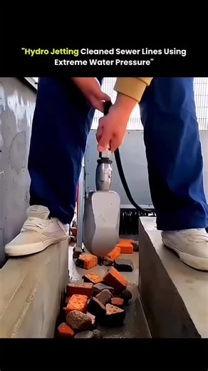 @universe_explains05 on Instagram: "Hydro jetting cleans sewer lines by forcing water through the pipe at pressures reaching up to 40,000 psi. The high-energy stream cuts through tree roots, grease, sludge, and mineral buildup that restrict flow. Unlike drain snakes that only punch a small opening, hydro jetting scrubs the entire inner diameter of the pipe, restoring full capacity. This thorough cleaning reduces repeat clogs, improves drainage performance, and helps extend the life of the sewer 