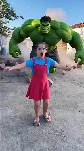 Alícia stepped on the Hulk 😱😳 #viralvideo #funny #comedy