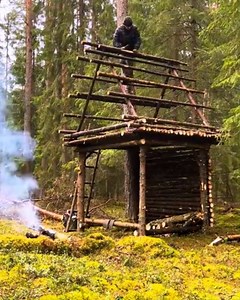 Constructing a shelter for survival in the forest, hiding from bad weather and animals in a warm, secure hut. A true test of skills and endurance in the wild. 🌲🛠️ #BushcraftSkills | The Forest Path