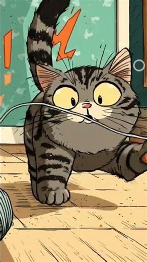 A cat playing with strings 🐱🧶