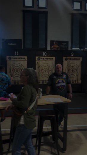 Hatchet Marathon crowned King Perm! Popdarts, Austin defended the title for this week! You know we are throwing at The Axe Trap! @americanpopdartsleague @Popdarts Florida #theaxetrap #thetrap #popdarts #axethrowing #bethebest