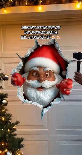 🎅 Guess who just broke into Christmas? Say hello to the most unexpected Santa of the season — a Black Santa bursting through your wall with style, attitude, and holiday cheer. Add instant laughs, instant vibes, and a whole lot of unique Christmas magic to any room. ✨ Stick it. Love it. Let Santa crash your holidays. | Color War-I