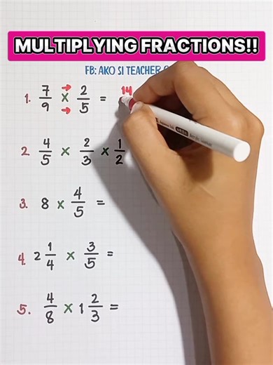 Multiplying Fractions‼️ #basicmath #MathTrick #fractions #mathteachergon #mathhacks #mathematics #MathTutor #teachergon #math #mathreview #multiplyingfractions | Ako si Teacher Gon