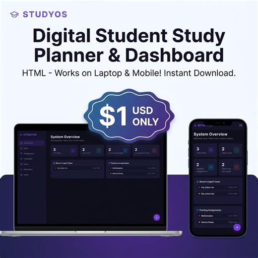 Student Planner HTML Web App, Assignment Tracker, Schedule, Notes (digital Download) - Etsy