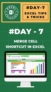 Excel MERGE CELL Shortcut ✨ #excel #exceltricks #microsoft #msexcel #excelformulas #exceltips | Excel.Solution
