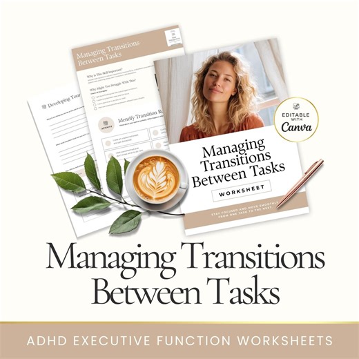 Task Transition Coaching Worksheet Canva Template, Executive Function Coaching Tool, Productivity & Time Management Client Resource - Etsy