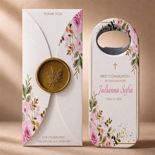 First Communion Favors for girl, Bottle opener magnet : Catholic, Baptism, Christening Keepsake, Bulk Gift, Primera Comunión Recuerdos