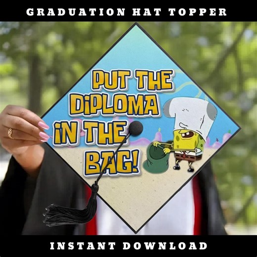 Graduation Cap Topper Funny Cartoon Printable Template Grad Cap Decor Senior Humor Design - Etsy