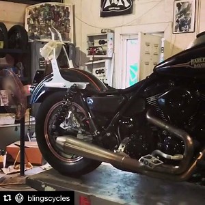 Bill Dodge, aka Bling's Cycles, putting together the finishing touches on James Root's of Slipknot's V111" powered FXR. | S&S Cycle, Inc.