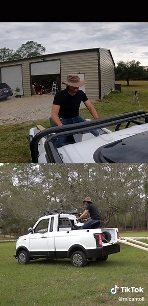Mini Tesla Cyberquad in Mini Electric Pickup Truck