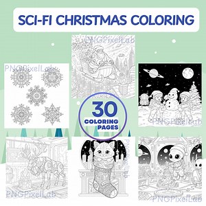 Sci-fi Christmas Coloring Book | Robots, Aliens & Futuristic Xmas (digital Download) - Etsy Canada