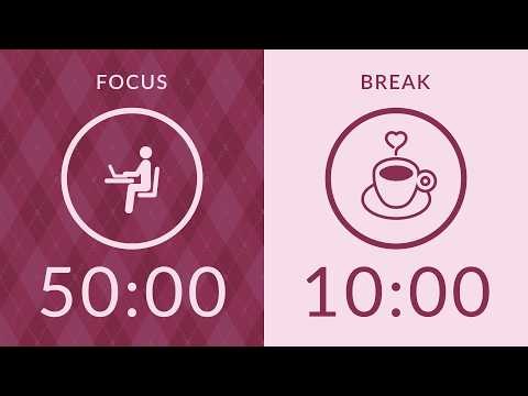 50/10 Pomodoro Timer with Pink Noise 🎧 4-Hour Study with Me for Deep Focus & ADHD ✨