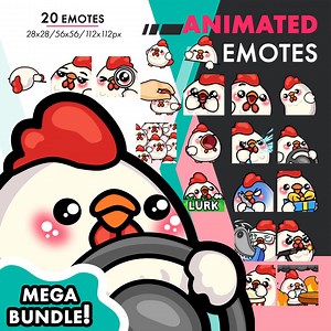 Mega Animated Chicken Emotes Pack, 20 Cute Chick Steer, Bobble, Aim Emote Set for Twitch Streamers - Etsy