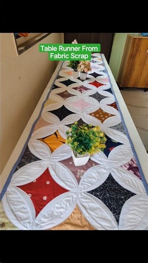 Table Runner From Small Fabric Scrap #Tutorial #sewingtutorial #sew #shorts #tablerunner #tabledecor
