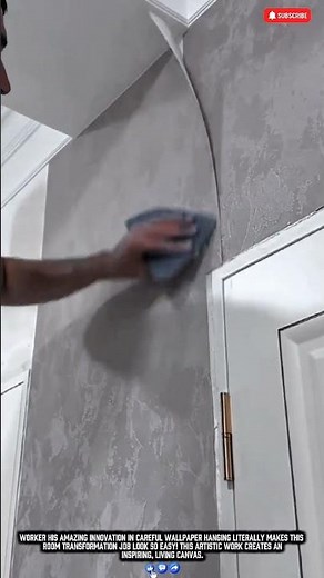 Worker Interior Design Innovation Makes Wallpaper Installation Job Easy Work with Artistic Flair