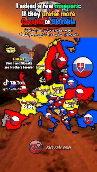 I asked a few mappers: If they prefer more Czechia 🇨🇿 or Slovakia 🇸🇰 #CapCut #geography #geographymap #europe #map #xyzbca #countries #europeancountries #prefer #czechia #slovakia #slovakmapper #slovakexe #slovakmaps #fy #fyp #foryou