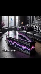 Kitty loves the coffin coffee table 💜🖤🐈‍⬛ #cat #CoffeeTable | Gothic Darling