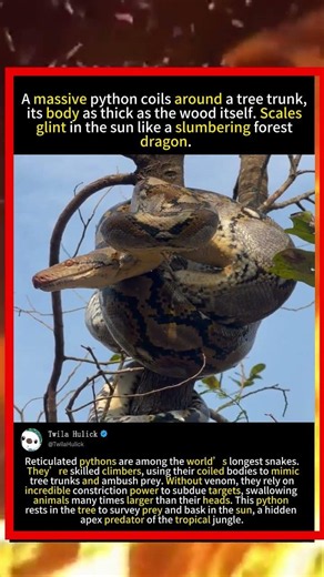 Giant Reticulated Python: The Tree-Climbing Serpent of the Jungle#foryou #fyp #animals #funny