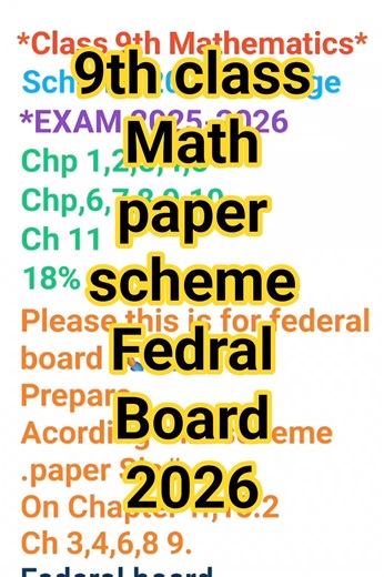 ✨ Federal Board 9th Class Math Scheme 2025–2026 #federalboard