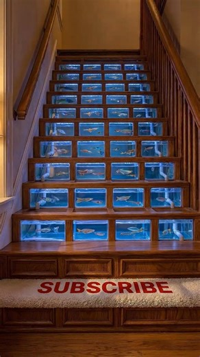 DIY Aquarium Stairs Transformation: Stunning Fish-Filled Steps with LED Lights!