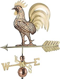 Good Directions Proud Rooster Weathervane - Pure Copper & Brass (26 inch), Rooftop Ornament, Wind Vane, Roof Décor