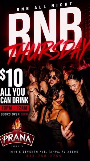 All You Can Drink Thursdays at Club Prana