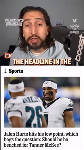 “The Eagles have a Jalen Hurts problem. I think deep down everyone knows it.” @getnickwright reacts to Jalen Hurts’ dreadful Monday Night performance #nfl #football #sports | What's Wright? with Nick Wright