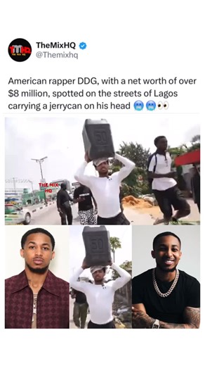 THEMIXHQ BLOG on Instagram: "American rapper DDG, with a net worth of over $8 million, spotted on the streets of Lagos carrying a jerrycan on his head 😂👀👀"