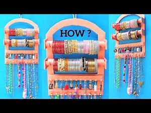 How to make Bangle Holder at Home with waste Cardboard | Best out of waste | DIY jewellery organizer