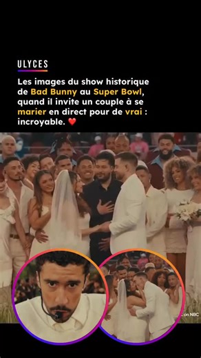 💍 Lors du spectacle de mi-temps du Super Bowl, Bad Bunny a transformé sa performance en véritable événement en faisant officiellement marier un couple en plein show, après une demande en mariage au début du set. Le concert a aussi accueilli des apparitions surprises de Lady Gaga et Ricky Martin, ainsi que des célébrités comme Pedro Pascal, Jessica Alba et l’influenceuse Alex Earle. Fidèle à un message d’unité et d’amour, le show s’est conclu sur une note symbolique, incluant la remise d’un faux